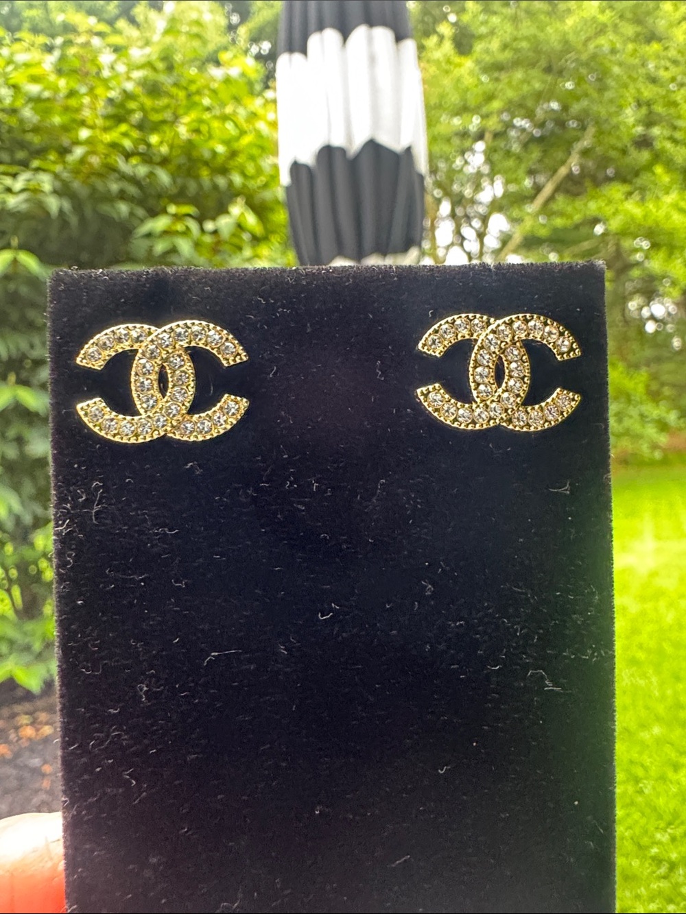 Earrings  Gold tone Crystal CC Logo Stud Earrings
